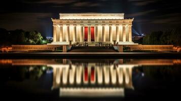 notte Visualizza di Lincoln memoriale. generativo ai foto