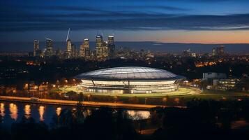 notte Visualizza di melbourne cricket terra. generativo ai foto