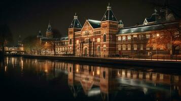notte Visualizza di Rijksmuseum. generativo ai foto