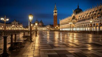 notte Visualizza di piazza san Marco. generativo ai foto