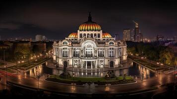 notte Visualizza di palacio de belle arte. generativo ai foto