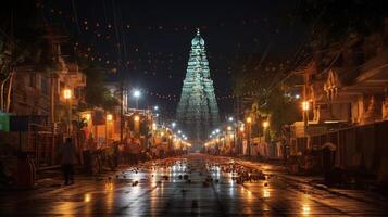 notte Visualizza di il meenakshi tempio. generativo ai foto