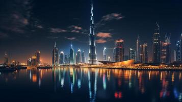 notte Visualizza di il burj Khalifa. generativo ai foto