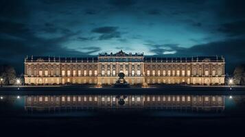 notte Visualizza di Schönbrunn palazzo. generativo ai foto