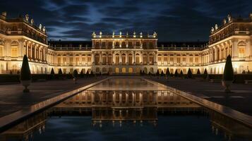 notte Visualizza di Versailles palazzo. generativo ai foto