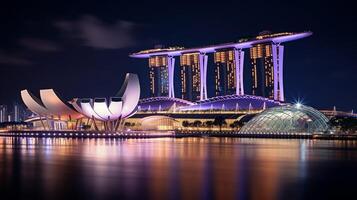 notte Visualizza di marina baia sabbie. generativo ai foto