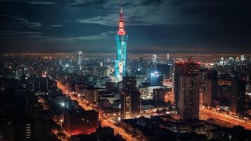 notte Visualizza di torre latinoamericana. generativo ai foto