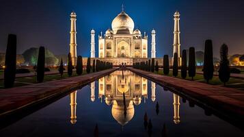 notte Visualizza di il taj mahal. generativo ai foto