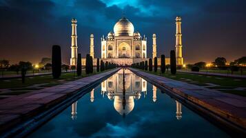 notte Visualizza di il taj mahal. generativo ai foto