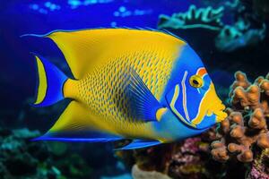 pesce al di sopra di un' corallo scogliera nel il mare. generativo ai foto