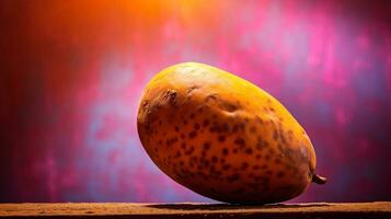 foto di patata dolce fagiolo frutta metà contro un' colorato astratto sfondo. generativo ai