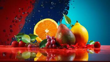 foto di nam nama frutta metà contro un' colorato astratto sfondo. generativo ai