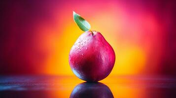 foto di mombin frutta metà contro un' colorato astratto sfondo. generativo ai