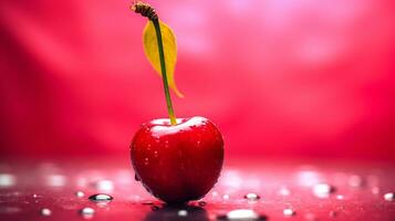 foto di ciliegia frutta metà contro un' colorato astratto sfondo. generativo ai