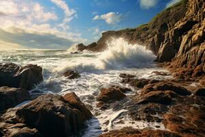 onde Crashing onde su rocce foto