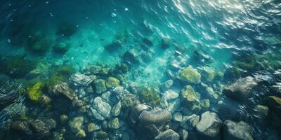 rilassante aereo Visualizza spiaggia, natura vacanza modello striscione, mare costa, costa, ai generativo foto