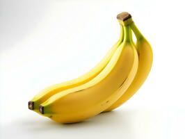 maturo giallo Banana su bianca sfondo ai generativo foto