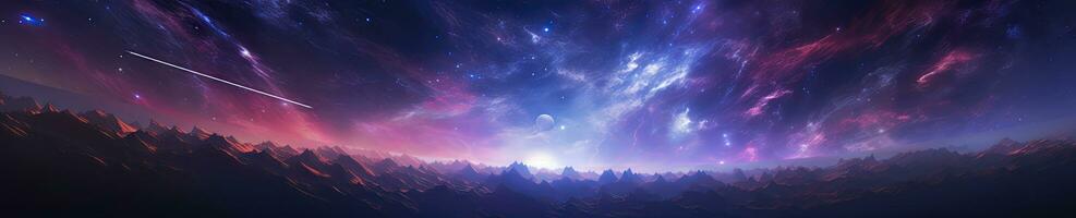 maestoso celeste scena, dove un' miriade di stelle e pianeti illuminare il vasto. ai generativo. foto