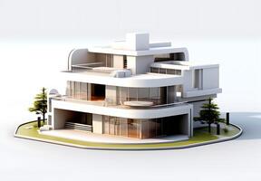 3d Casa modello su bianca sfondo foto