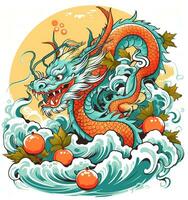 zodiaco cartello, anno di il Drago. Cinese dragon.history e cultura. asiatico arte. antico Cina. ai generativo foto