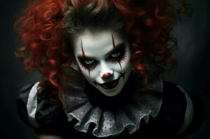 misterioso ragazza vampiro clown bocca. creare ai foto