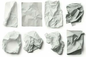 impostato di spiegazzato lenzuola di diverso carta. creare ai foto