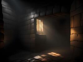 vecchio prigione interno con leggero e ombra foto