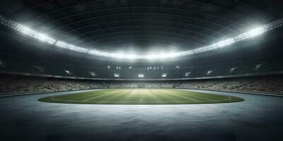 il calcio stadio a notte. generativo ai foto