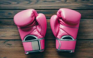 rosa boxe guanti, simbolo di il combattimento contro Seno cancro. il energia di donne. ai generato foto