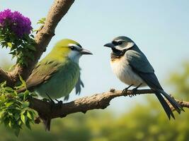 naturale panoramico uccello seduta su ramo, ai creare foto
