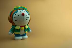 Samut prakan, Tailandia - ottobre 16, 2023 plastica bevanda giocattolo Doraemon per promuovere il film di Doraemon il film 2023 Nobita cielo utopia. a partire dal sf cinema città. foto