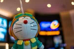 bangkok, Tailandia - ottobre 16, 2023 Doraemon per morbido bevanda per promuovere film Doraemon il film 2023 Nobita cielo utopia a partire dal sf cinema città cinema. foto