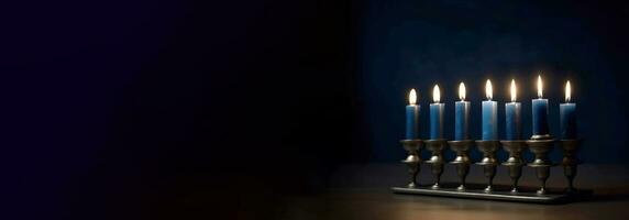 religione Immagine di ebraico vacanza hanukkah con ardente candele. ai generato foto