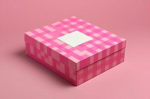 rosa scacchi scatola modello. barbiecore. generativo ai foto