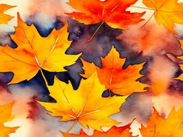 senza soluzione di continuità modello con autunno foglia acero le foglie carta struttura acquerello stile Bellissima, design foto