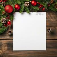 ai generato modello di vuoto invito saluto carta su Natale a tema sfondo. foto