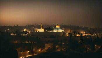 moschea al aqsa nel Palestina, notte Visualizza. foto