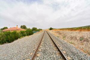 un' Ferrovia traccia nel il deserto foto