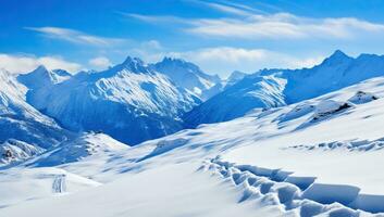 bellissimo inverno montagne paesaggio ai generato foto