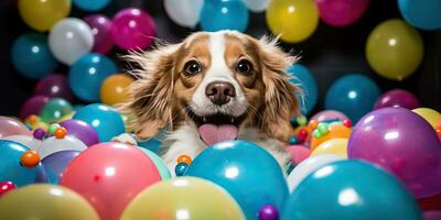 carino cane festeggiare colorato festa ai generato foto