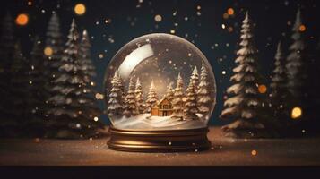 x'mas Natale inverno snowglobe cabina, generato ai foto