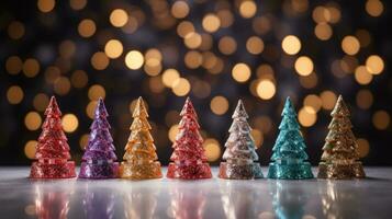 Natale albero natale vacanza decorazione con luccichio bokeh sfondo, generativo ai foto