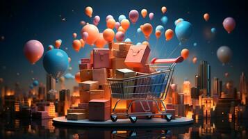 scatenando globale i saldi con e-commerce piattaforme. ai generato foto