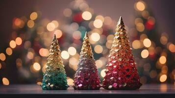 Natale albero natale vacanza decorazione con luccichio bokeh sfondo, generativo ai foto