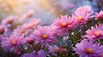 fioritura rosa e viola astro fiori giardino. ai generato Immagine foto