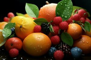 un' pletora di frutta, radiante il allegro colori di primavera ai generato foto