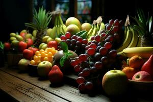mercato frutta offerte un' largo gamma di delizioso e fresco opzioni ai generato foto