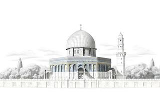 al aqsa moschea illustrazione su bianca sfondo foto