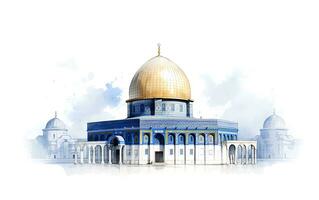 al aqsa moschea illustrazione su bianca sfondo foto