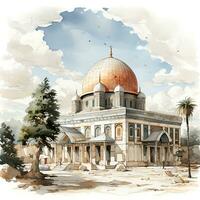 al aqsa moschea illustrazione su bianca sfondo foto